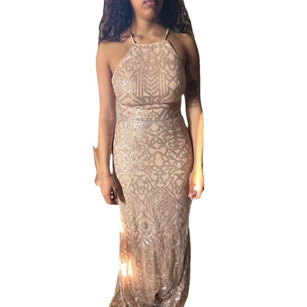 W Too Women's Pink Formal Prom Ball Gown Size 0 Zip Criss Cross Back Eveningwear